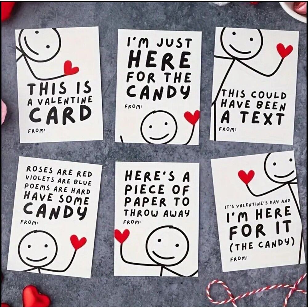 Funny/Sarcastic Kids School Valentines Day School Cards NEW SEALED Stick People